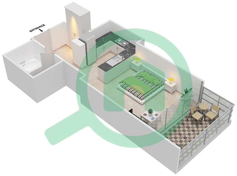 高尔夫长廊公寓2区 - 单身公寓单位9  FLOOR 7戶型图 Floor 7 interactive3D