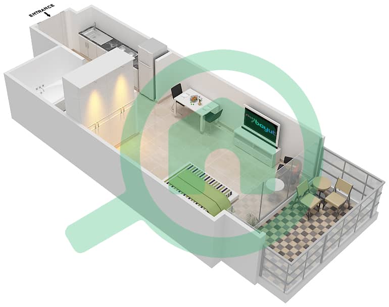 Гольф Променад 2 - Апартамент Студия планировка Единица измерения 3B FLOOR 7 Floor 6 interactive3D