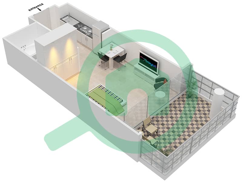 高尔夫长廊公寓2区 - 单身公寓单位3A FLOOR 7戶型图 Floor 7 interactive3D
