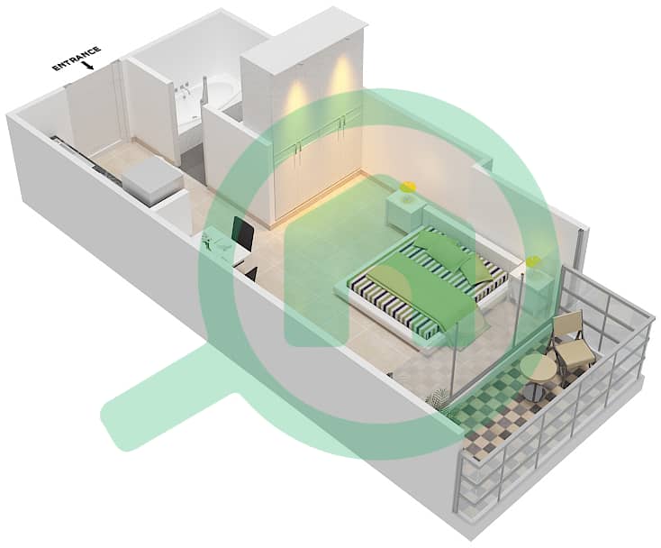 高尔夫长廊公寓2区 - 单身公寓单位2 FLOOR 7戶型图 Floor 6 interactive3D