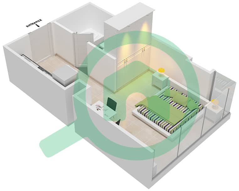 高尔夫长廊公寓2区 - 单身公寓单位1  FLOOR 7戶型图 Floor 6 interactive3D