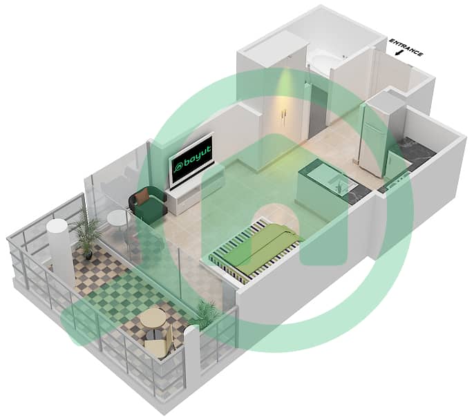 高尔夫长廊公寓2区 - 单身公寓单位12  FLOOR 6戶型图 Floor 6 interactive3D