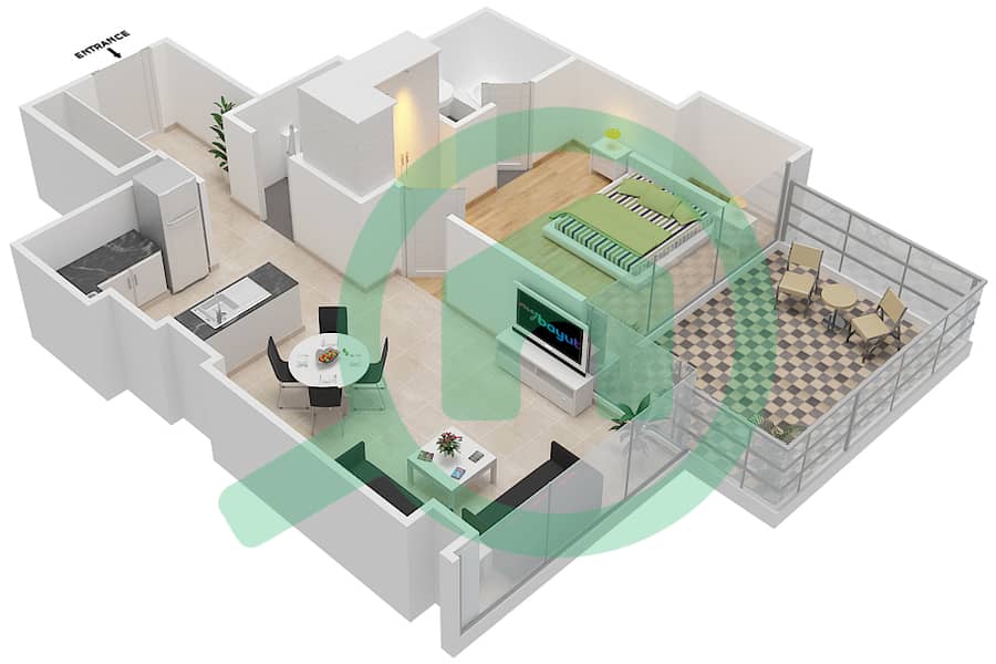 高尔夫长廊公寓2区 - 1 卧室公寓单位10 FLOOR 7戶型图 Floor 7 interactive3D