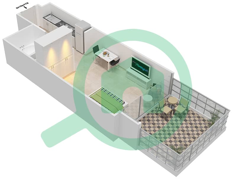 高尔夫长廊公寓2区 - 单身公寓单位5  FLOOR 6戶型图 Floor 6 interactive3D