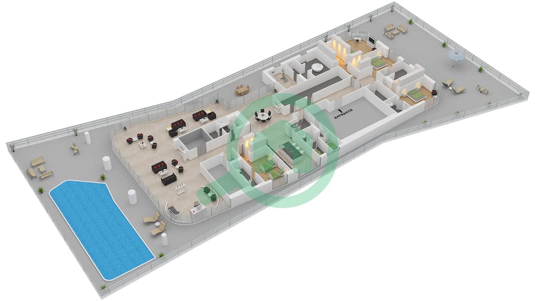المخططات الطابقية لتصميم النموذج / الوحدة A/1 بنتهاوس 4 غرف نوم - بلغاري ريزيدنس 4 Floor 7 interactive3D
