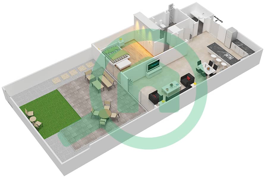 Hartland Garden Apartments - 1 Bedroom Apartment Type A1 Floor plan interactive3D