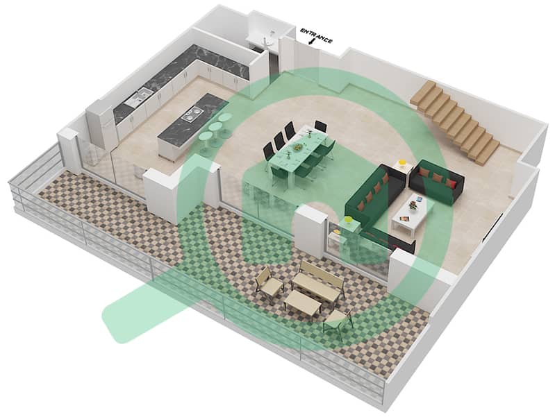 Hartland Garden Apartments - 2 Bedroom Apartment Type F FLOOR 7,8 Floor plan 7 Floor Lower interactive3D