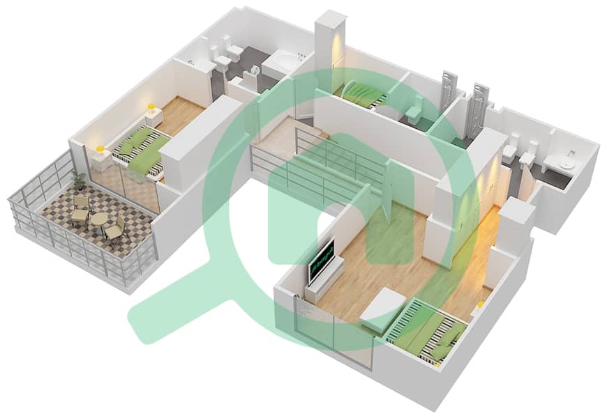 Хартланд Гарден Апартментс - Апартамент 2 Cпальни планировка Тип F FLOOR 7,8 8 Floor Upper interactive3D