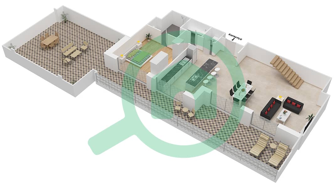 المخططات الطابقية لتصميم النموذج B FLOOR 7,8 شقة 3 غرف نوم - شقق هارتلاند جاردن Floor 7 Lower interactive3D
