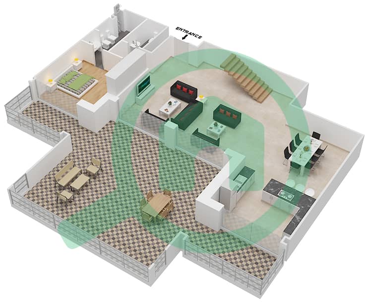Hartland Garden Apartments - 3 Bedroom Apartment Type E FLOOR 7,8 Floor plan Floor 7 Lower interactive3D
