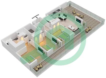 المخططات الطابقية لتصميم النموذج / الوحدة 4D شقة 3 غرف نوم - سيردانا