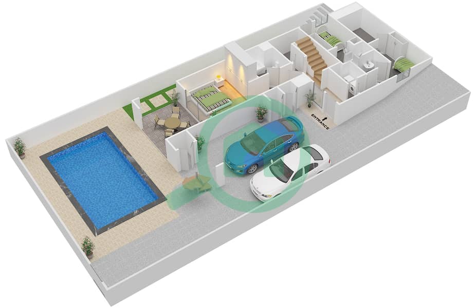 المخططات الطابقية لتصميم النموذج C فیلا 5 غرف نوم - تلال أبوظبي Basement interactive3D