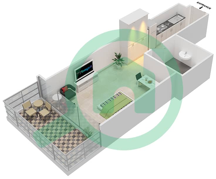 Golf Promenade 2 - Studio Apartment Unit 4  FLOOR 7 Floor plan Floor 7 interactive3D