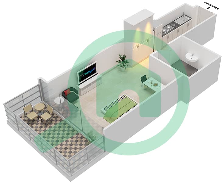 高尔夫长廊公寓2区 - 单身公寓单位4  FLOOR 7戶型图 Floor 7 interactive3D