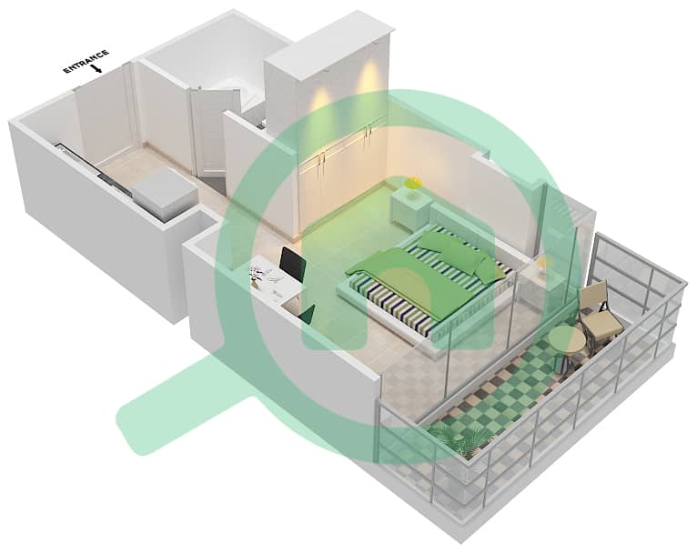 高尔夫长廊公寓2区 - 单身公寓单位2A  FLOOR 6戶型图 Floor 6 interactive3D