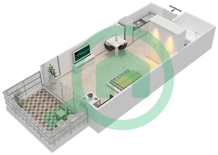 Golf Promenade 2 - Studio Apartment Unit 3  FLOOR 7 Floor plan Floor 7 interactive3D