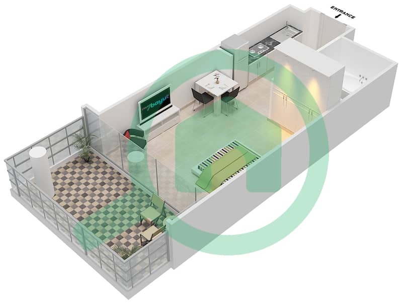 高尔夫长廊公寓2区 - 单身公寓单位3A  FLOOR 7戶型图 Floor 7 interactive3D