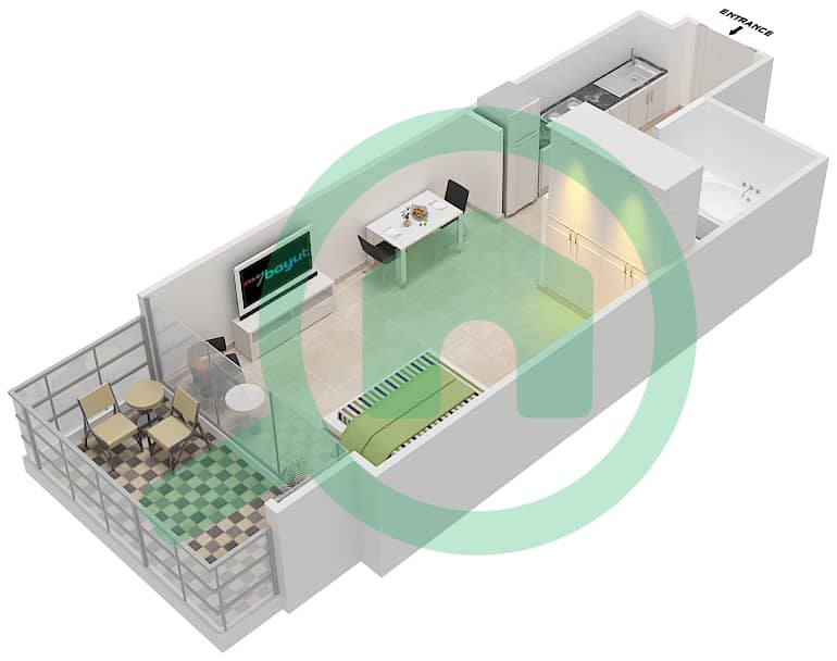 Golf Promenade 2 - Studio Apartment Unit 3B  FLOOR 7 Floor plan Floor 7 interactive3D