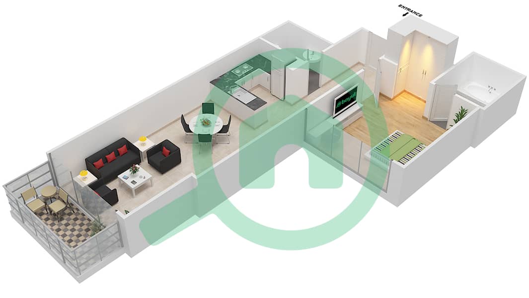 高尔夫长廊公寓2区 - 1 卧室公寓单位8 FLOOR 6戶型图 Floor 6 interactive3D
