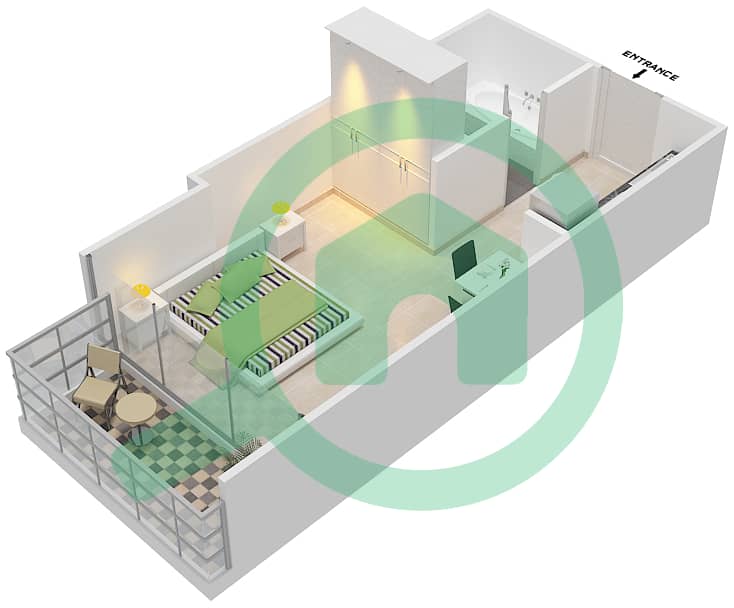 高尔夫长廊公寓2区 - 单身公寓单位2  FLOOR 7戶型图 Floor 7 interactive3D