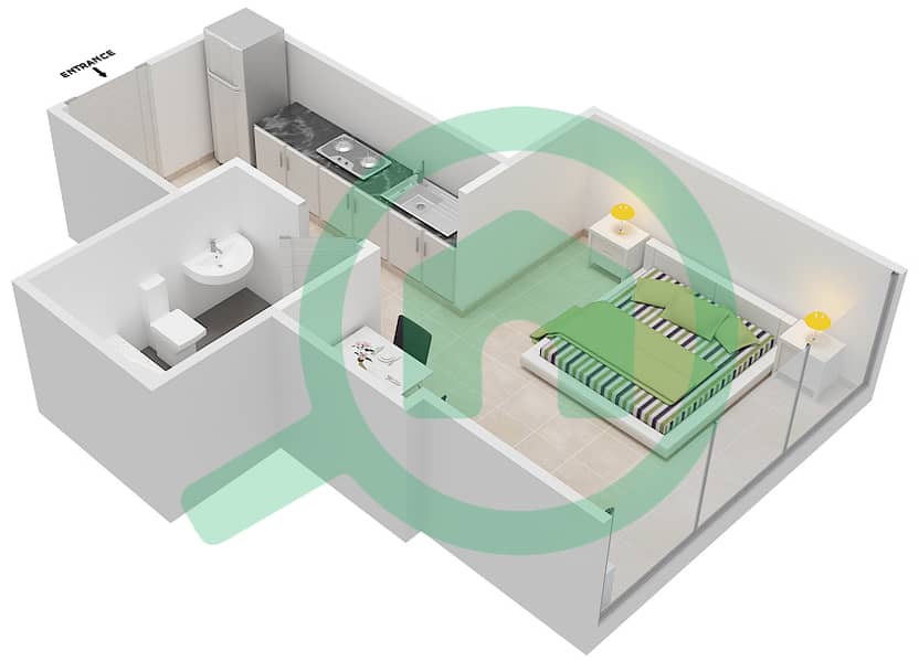 Golf Promenade 2 - Studio Apartment Unit 13  FLOOR 4-6 Floor plan Floor 4-6 interactive3D