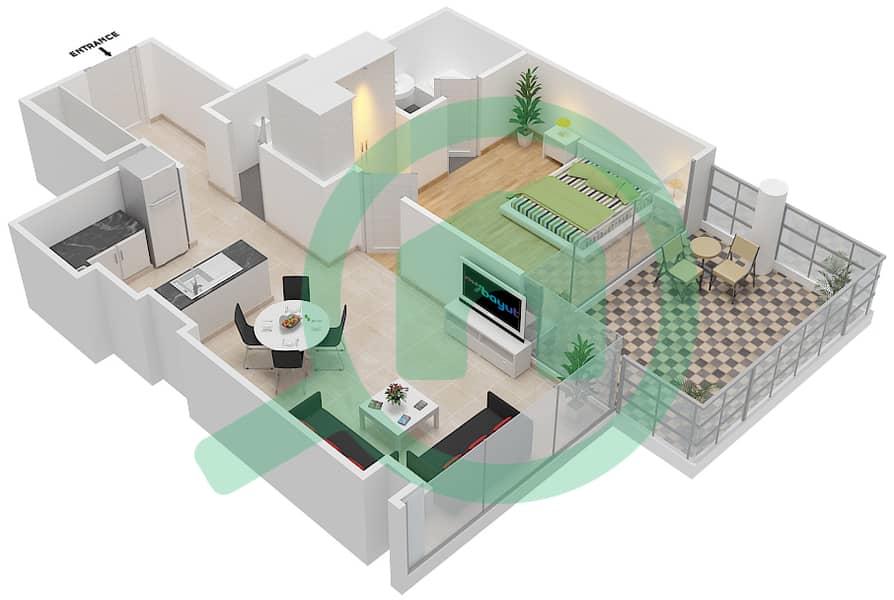 高尔夫长廊公寓2区 - 1 卧室公寓单位11A FLOOR 6戶型图 Floor 6 interactive3D