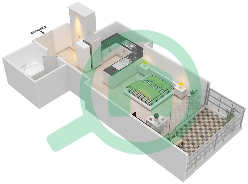 高尔夫长廊公寓2区 - 单身公寓单位11  FLOOR 4-6戶型图 Floor 4-6 interactive3D
