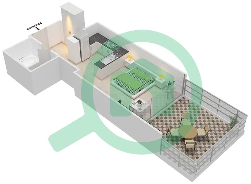 高尔夫长廊公寓2区 - 单身公寓单位6   FLOOR 3戶型图 Floor 3 interactive3D