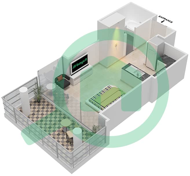 高尔夫长廊公寓2区 - 单身公寓单位8  FLOOR 3戶型图 Floor 3 interactive3D