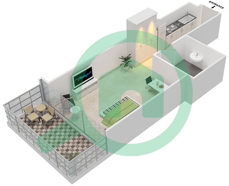 高尔夫长廊公寓2区 - 单身公寓单位6 FLOOR 4-6戶型图 Floor 4-6 interactive3D