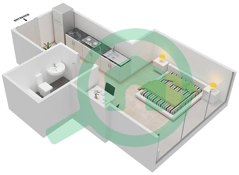 高尔夫长廊公寓2区 - 单身公寓单位9  FLOOR 3戶型图 Floor 3 interactive3D