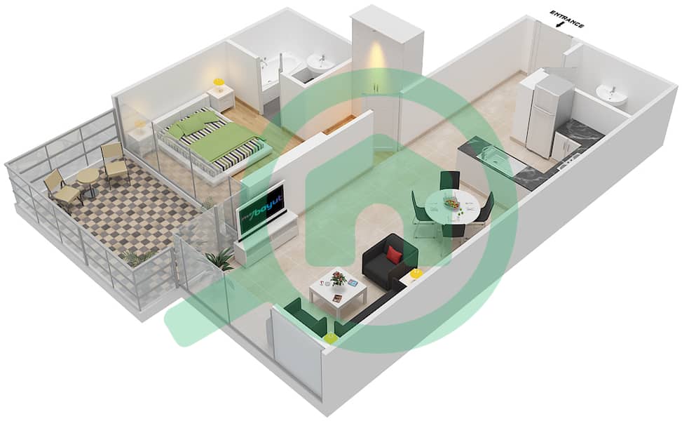 高尔夫长廊公寓2区 - 1 卧室公寓单位7 FLOOR 4-5戶型图 Floor 4-5 interactive3D