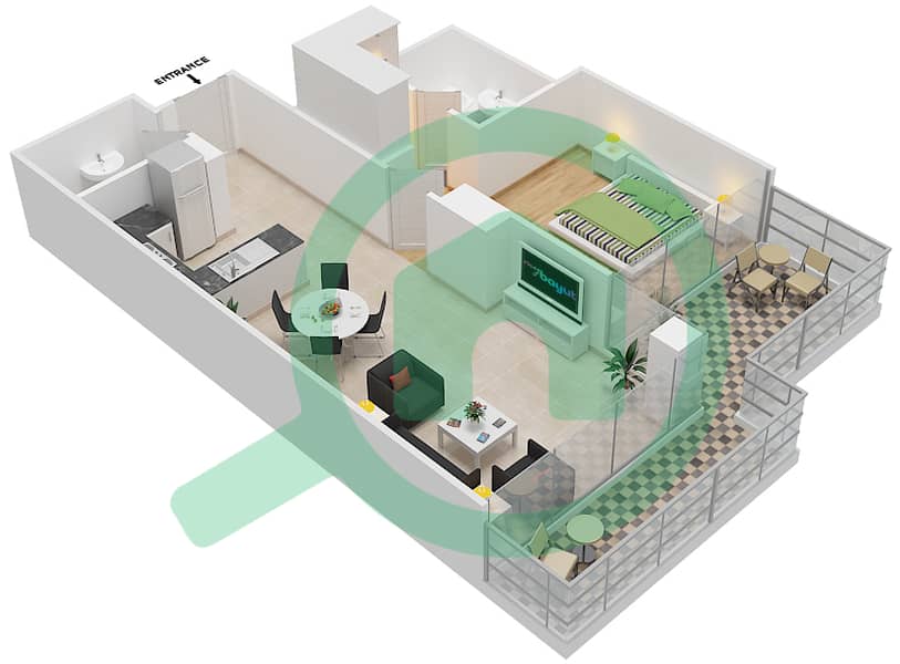 高尔夫长廊公寓2区 - 1 卧室公寓单位10 FLOOR 4戶型图 Floor 4 interactive3D