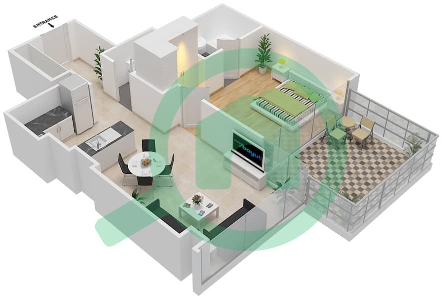 高尔夫长廊公寓2区 - 1 卧室公寓单位11A FLOOR 4-5戶型图 Floor 4-6 interactive3D