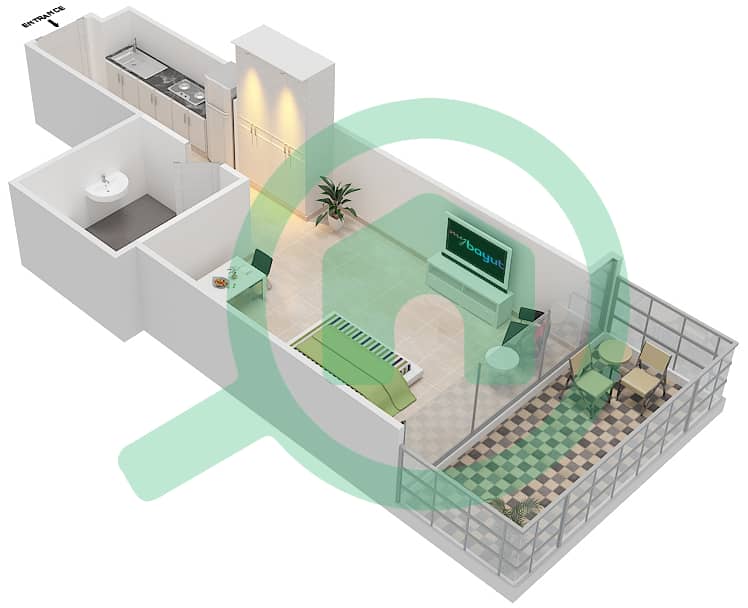 高尔夫长廊公寓2区 - 单身公寓单位6  FLOOR 4-6戶型图 Floor 4-6 interactive3D