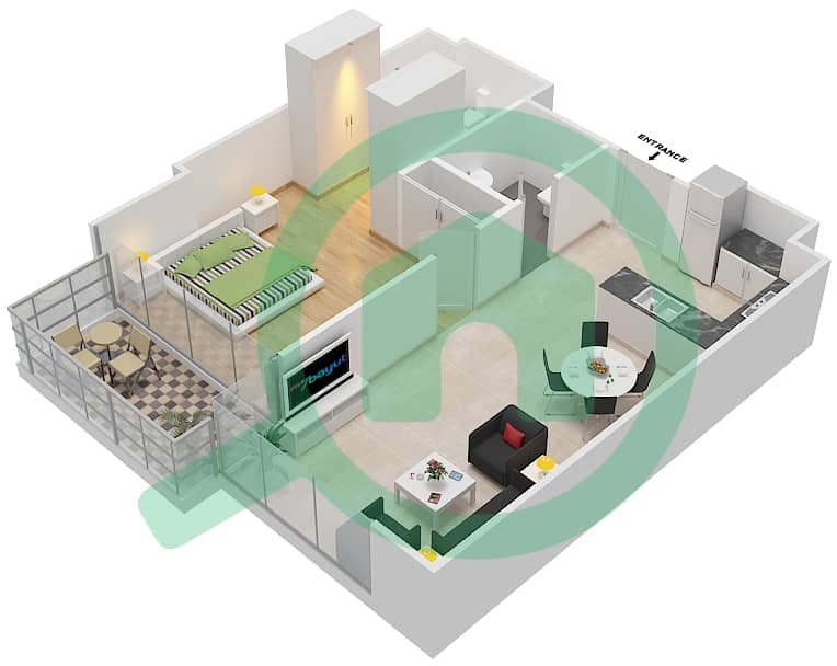 高尔夫长廊公寓2区 - 1 卧室公寓单位3 FLOOR 5戶型图 Floor 5 interactive3D