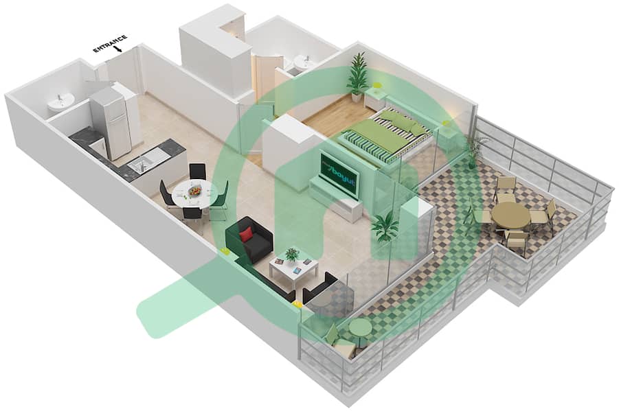 高尔夫长廊公寓2区 - 1 卧室公寓单位10 FLOOR 5戶型图 Floor 5 interactive3D