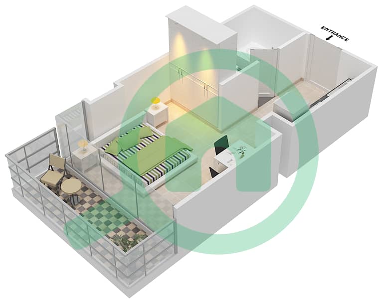高尔夫长廊公寓2区 - 单身公寓单位2A FLOOR 6戶型图 Floor 6 interactive3D