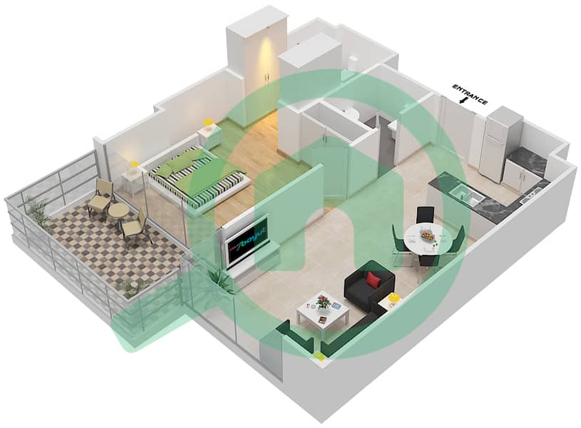 高尔夫长廊公寓2区 - 1 卧室公寓单位3 FLOOR 6戶型图 Floor 6 interactive3D