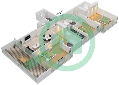 Гольф Променад 3А - Апартамент 3 Cпальни планировка Единица измерения 2-FLOOR 4 Гольф Променад 3А - Апартамент 3 Cпальни планировка Единица измерения 2-FLOOR 4