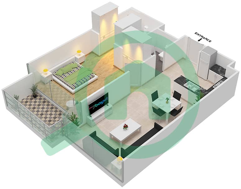 Golf Promenade 3A - 1 Bedroom Apartment Unit 3-FLOOR 4 Floor plan Floor 4 interactive3D