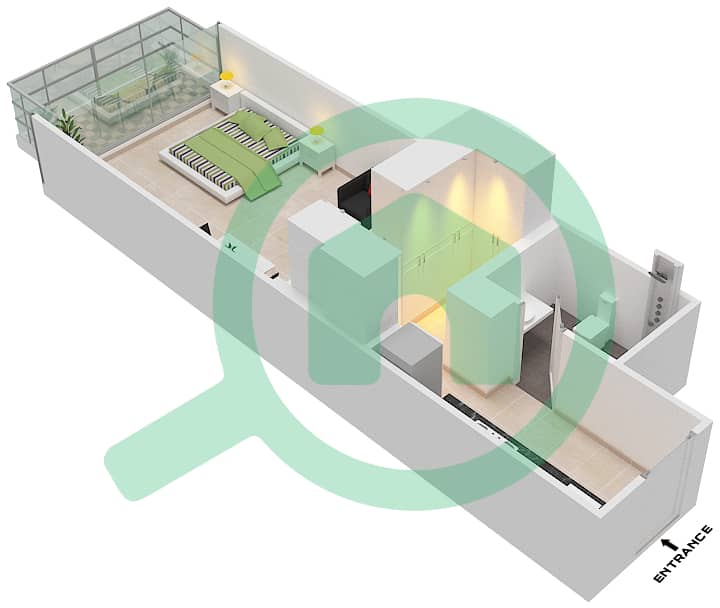 Golf Promenade 3A - Studio Apartment Unit 8-FLOOR 3 Floor plan Floor 3 interactive3D
