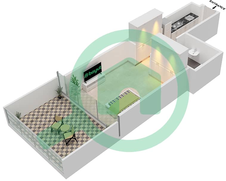 Golf Promenade 3A - Studio Apartment Unit 6-FLOOR 3 Floor plan Floor 3 interactive3D