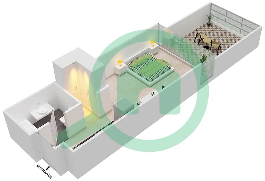 Golf Promenade 3A - Studio Apartment Unit 5-FLOOR 3 Floor plan Floor 3 interactive3D