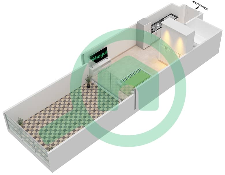 Golf Promenade 3A - Studio Apartment Unit 4-FLOOR 3 Floor plan Floor 3 interactive3D