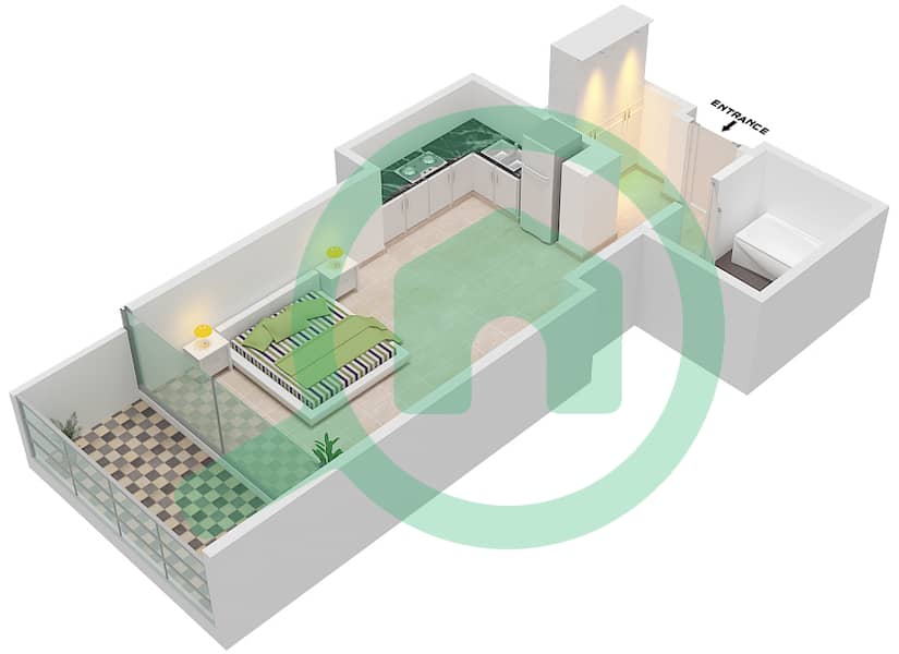 Golf Promenade 3A - Studio Apartment Unit 11-FLOOR 4-6 Floor plan Floor 4-6 interactive3D