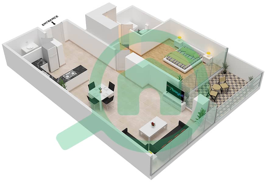 Golf Promenade 3A - 1 Bedroom Apartment Unit 10-FLOOR 4-6 Floor plan Floor 4-6 interactive3D