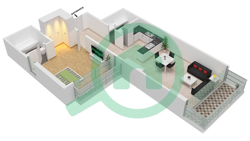Golf Promenade 3A - 1 Bedroom Apartment Type 9-FLOOR 4-6 Floor plan Floor 4-6 interactive3D