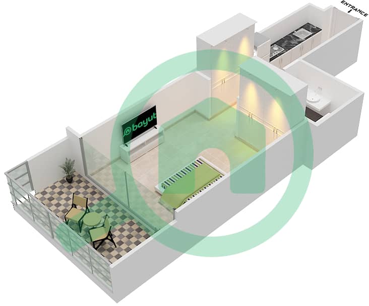 Golf Promenade 3A - Studio Apartment Unit 6-FLOOR 4-6 Floor plan Floor 4-6 interactive3D