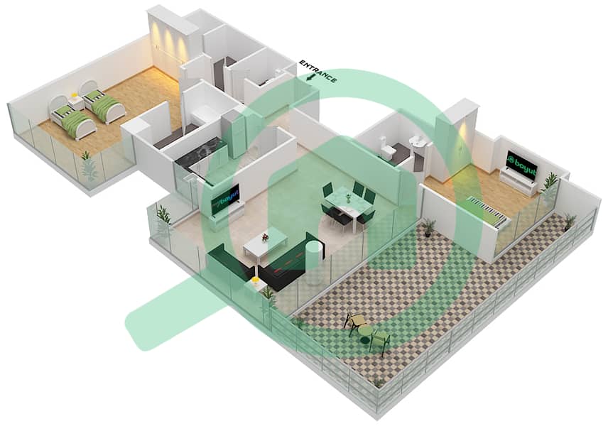 Golf Promenade 3A - 2 Bedroom Apartment Unit 1-FLOOR 6 Floor plan Floor 6 interactive3D
